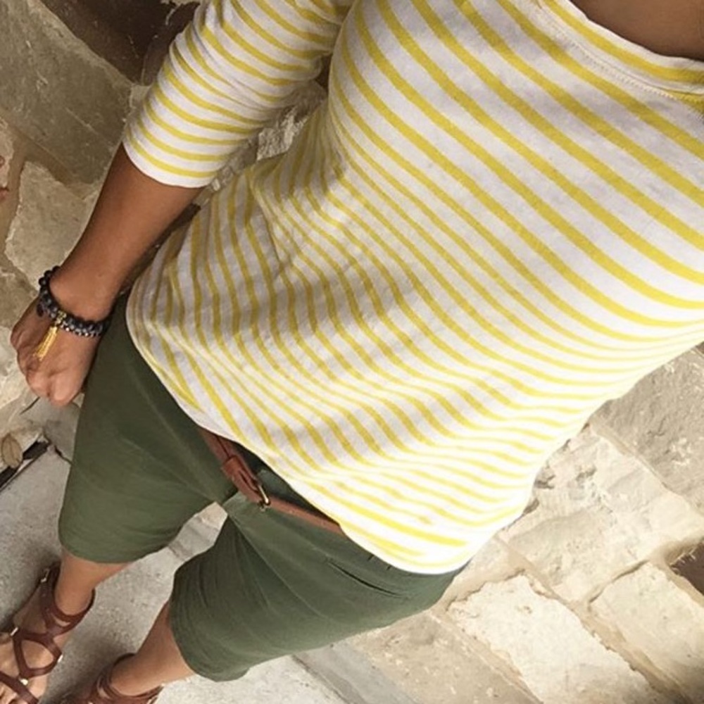 J. Crew yellow/white striped top